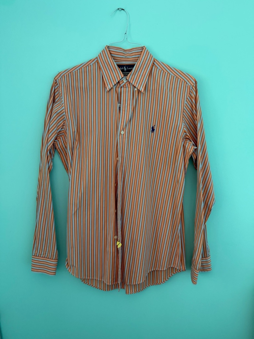 Ralph Lauren Orange and Blue Striped Men’s Dress Shirt